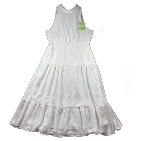 Sam Edelman Women NWT New High-Neck Tie-Back Midi Dress Boho White Size 14 G307 - Picture 1 of 12